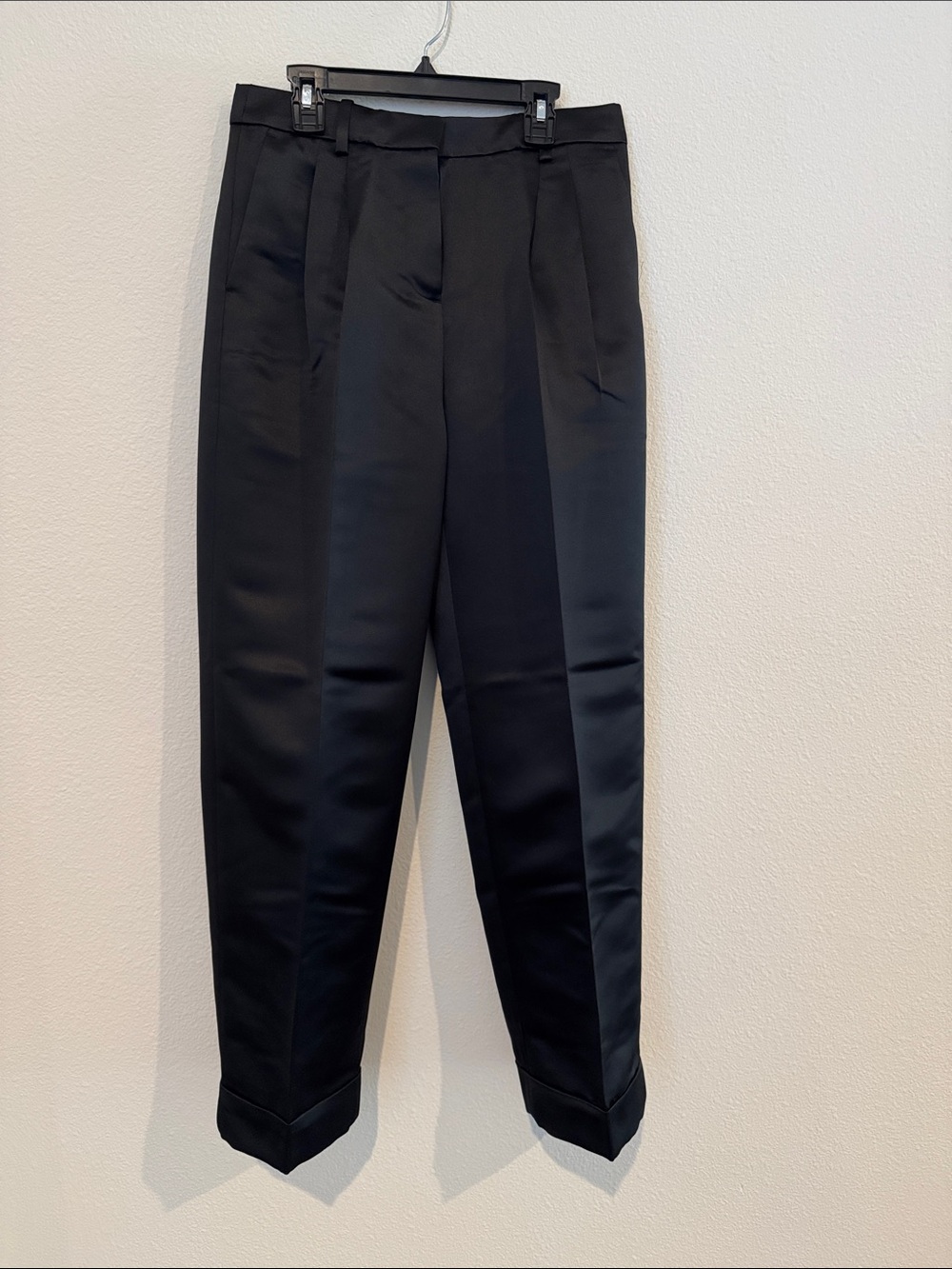 J. Crew Black Satin Pleated Dress Pants